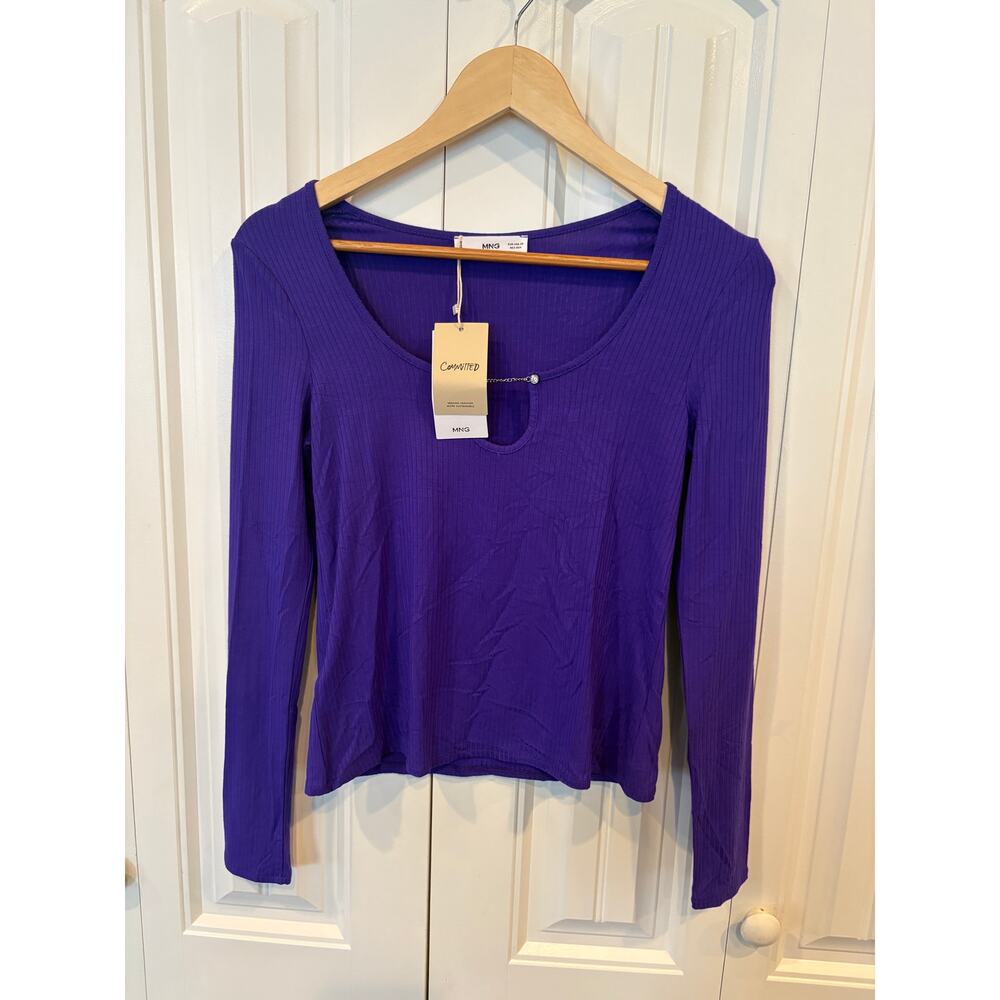 MNG Purple Ribbed Long Sleeve Top Size XS